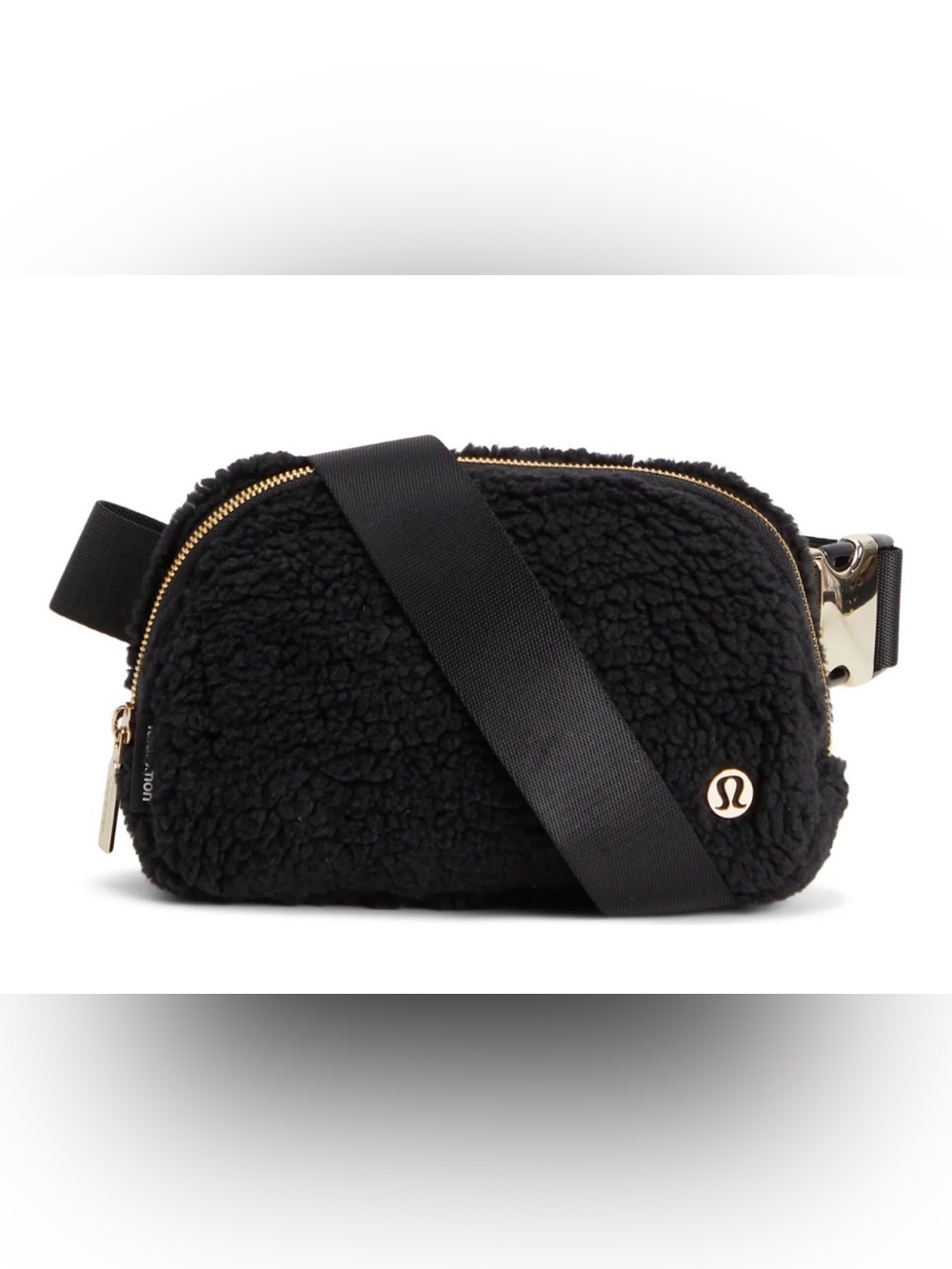 Lululemon Black Sherpa Belt Bag with Gold Hardware